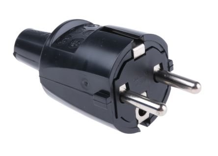 ABL Sursum French / German Mains Plug, 16A Black, Cable Mount PVC Screw, 250 V